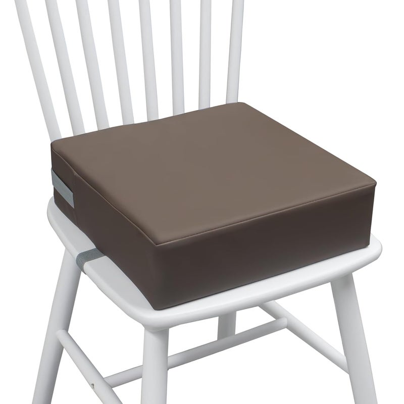 Eiury Toddler Booster Seat Dining Table Kitchen Chair, Waterproof Anti-Scratch PU Cushion, Non-Slip Bottom, Adjustable Buckle Straps, Easy Clean Portable Seat Cushion (Dark Brown) - Image 1